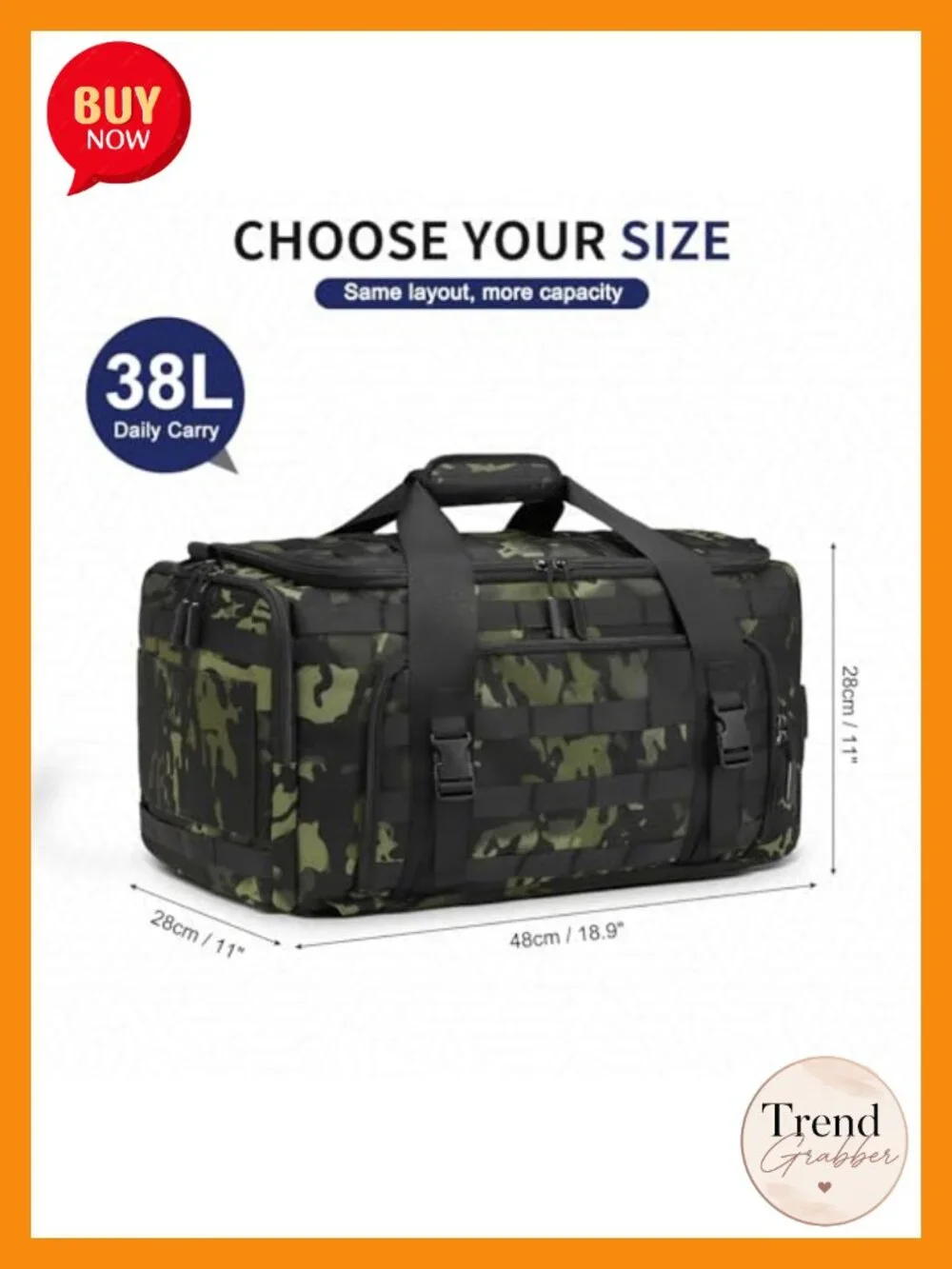 Convertible Duffel Backpack 38L 3-in-1 Nylon Insulated Bottom Laptop Sleeve